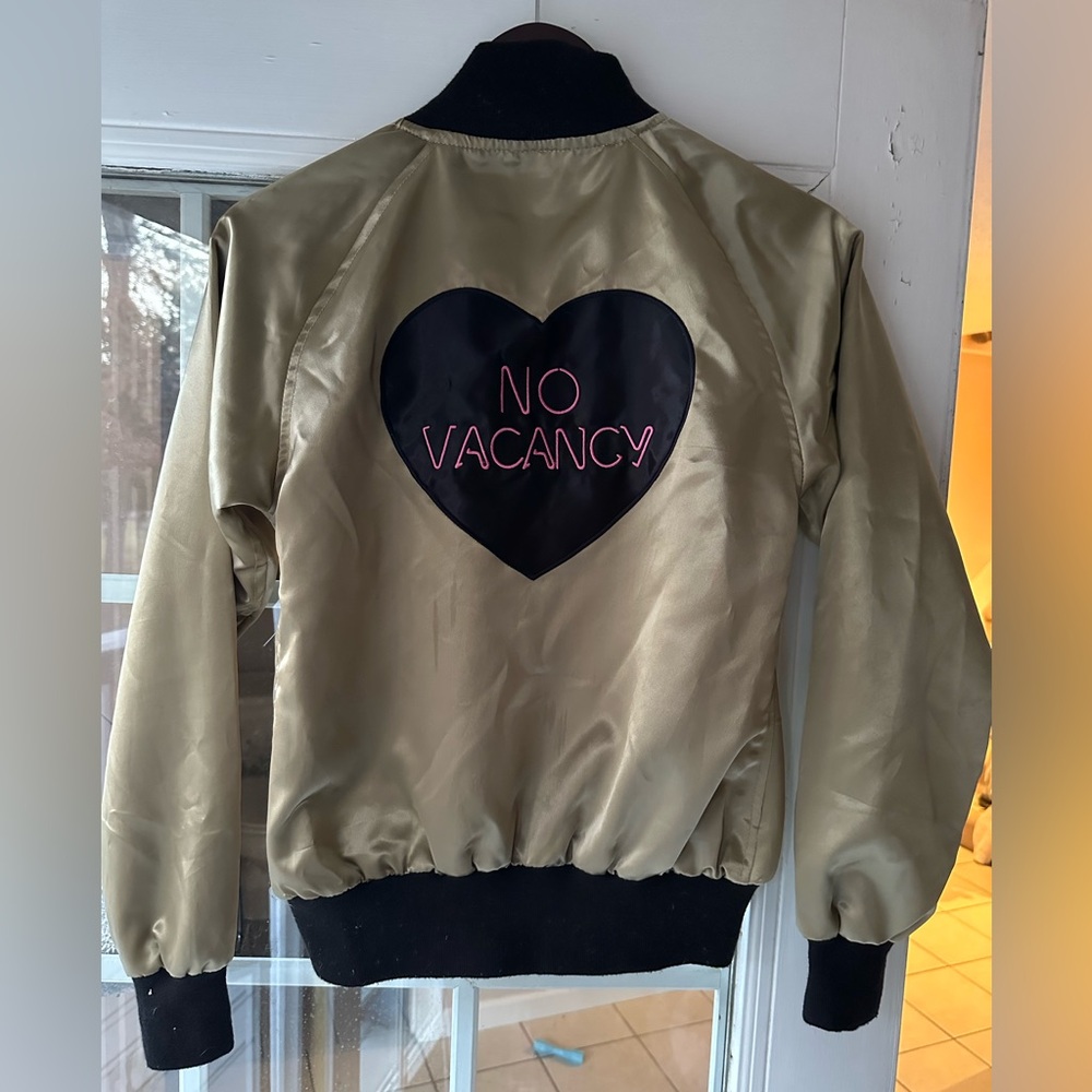 Valfre ‘No Vacancy’ Satin Bomber Jacket in gold